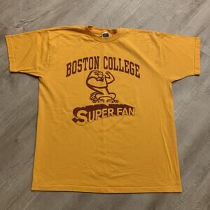 Vintage 90s Boston College Super Fan Eagles BC Superfan T-Shirt Men’s XL Yellow